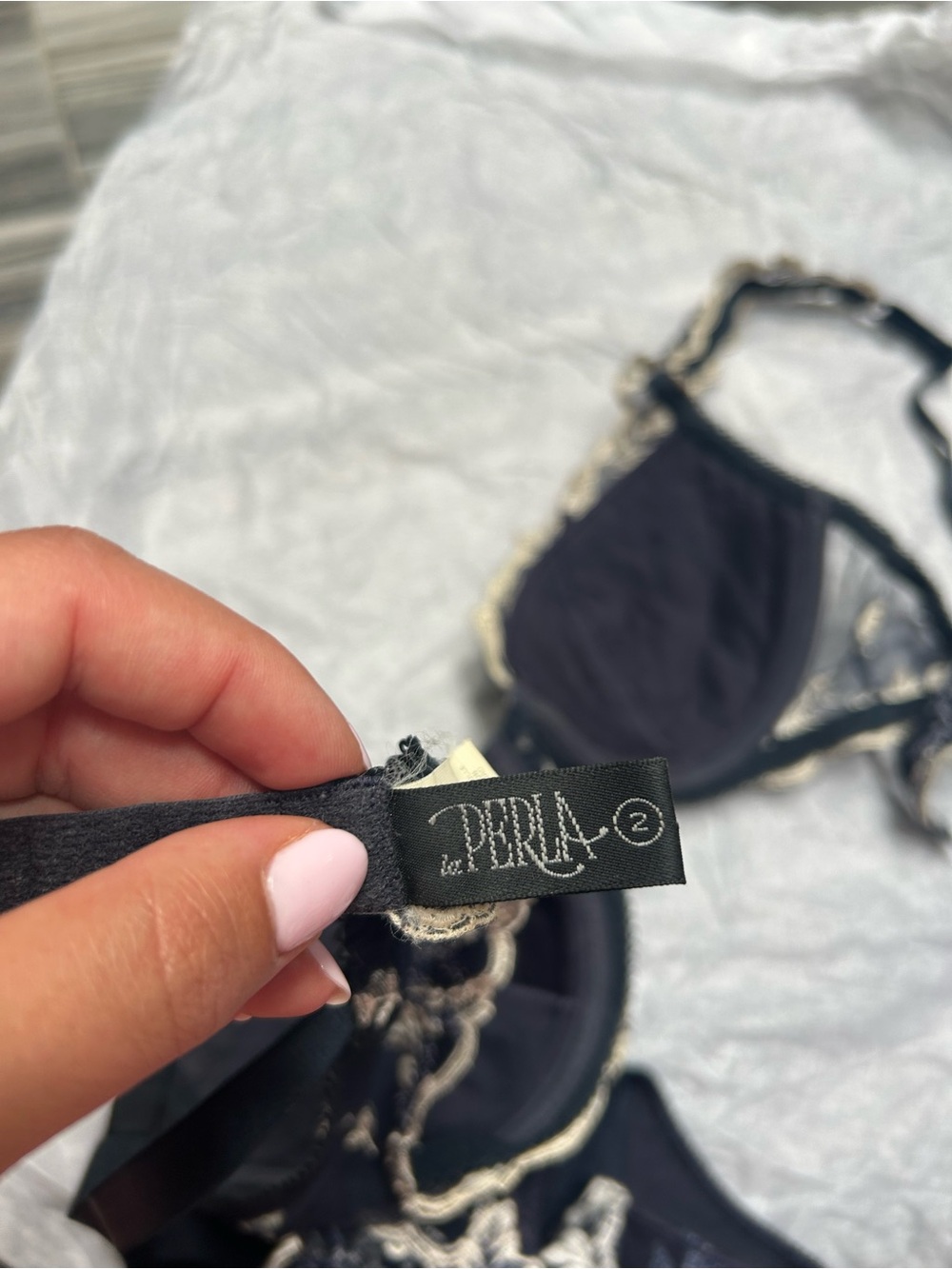 La Perla Black Floral Lace Embroidered Bra & Brief Set - Picture 7 of 8